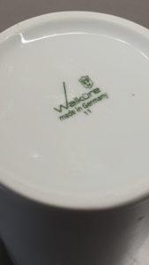 Stempel Firma Walküre unter der Kalsbader Kanne Die Karlsbader Kanne Logo / Stempel der Firma Walküre